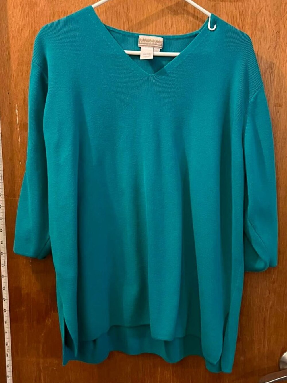 Size 1X - Coldwater Creek - Turquoise 3/4 Sleeve Sweater